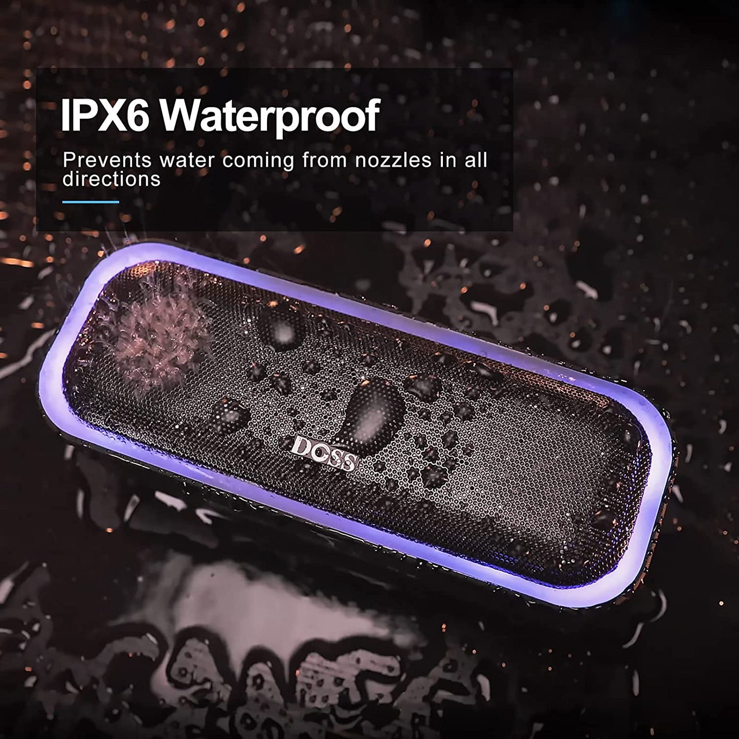 Soundbox Pro Bluetooth Speaker - 20W Stereo Sound with Enhanced Bass, 20-Hour Playtime, IPX6 Waterproof, Wireless Stereo Pairing, Multi-Color Lights, Ideal for Outdoor Activities and Home Use, Blue