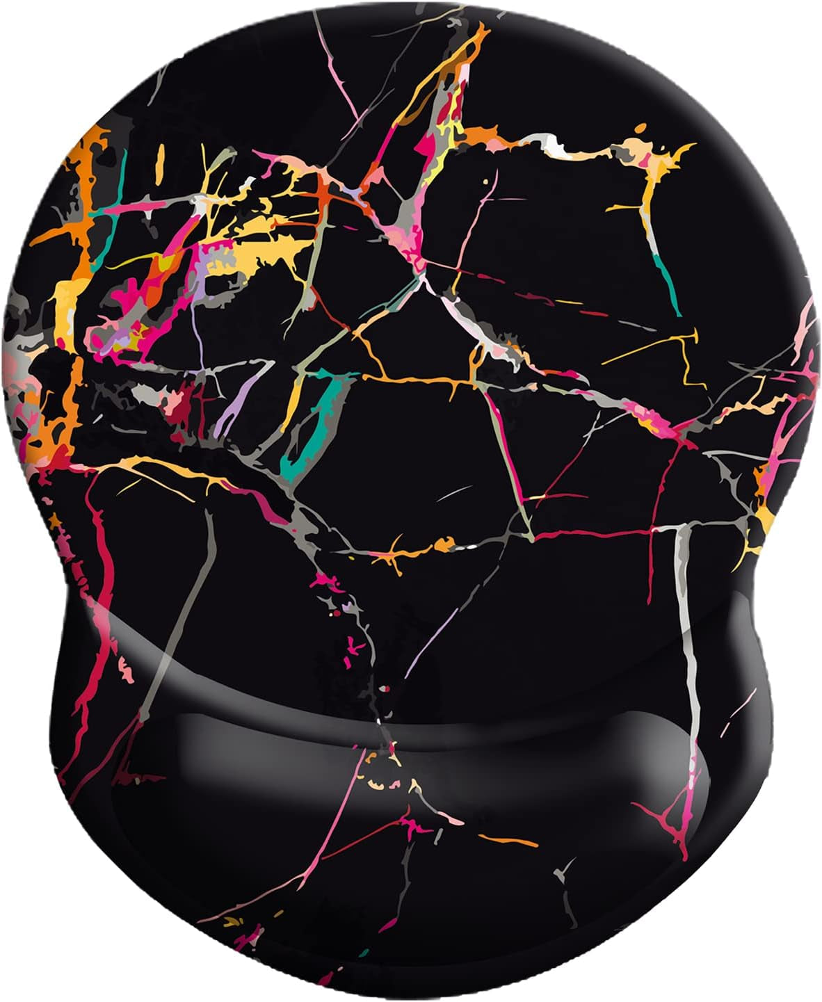 Ergonomic Non-Slip Wrist Mouse Pad with Gel Support, 8.7 x 7.5 Inches, Ideal for Gaming and Office Use (Black Marble)