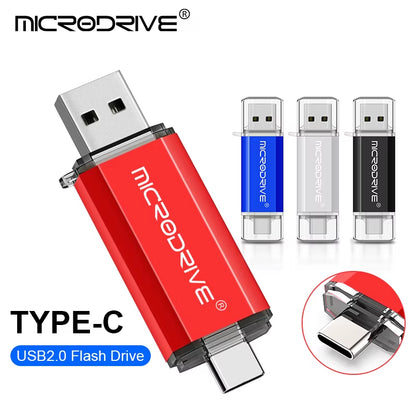 Type C USB Flash Drive OTG Dual Interface USB 2.0 Micro USB Pen Drive Available in 128GB, 64GB, 32GB, 16GB, 8GB, and 4GB Capacities