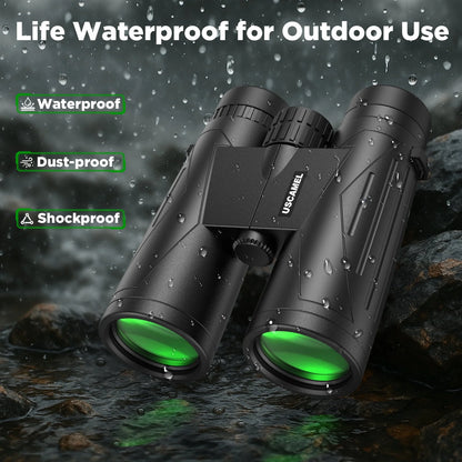 12X42 Binoculars for Adults, HD FMC BAK4 Binoculars Waterproof Binoculars Low Light Vision for Hunting Bird Watching Travel Outdoor Sports Concerts