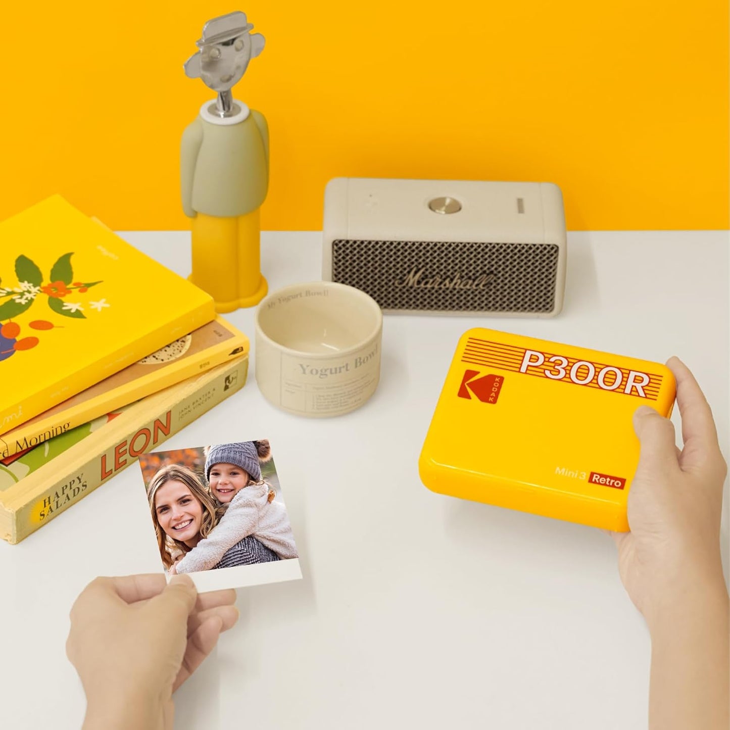 KODAK Mini 3 Retro 4PASS Portable Photo Printer (3X3 Inches) + 8 Sheets, White