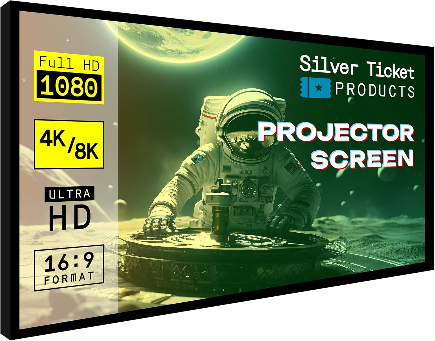 STR Series 6-Piece Fixed Frame Home Theater Projection Screen - 92" Diagonal, 16:9 Format, 4K/8K Ultra HD, HDR & Active 3D Compatible