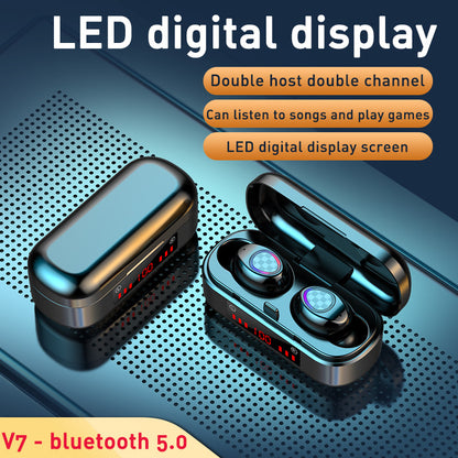 M7 Binaural Bluetooth Headset with Digital Display and Charging Compartment