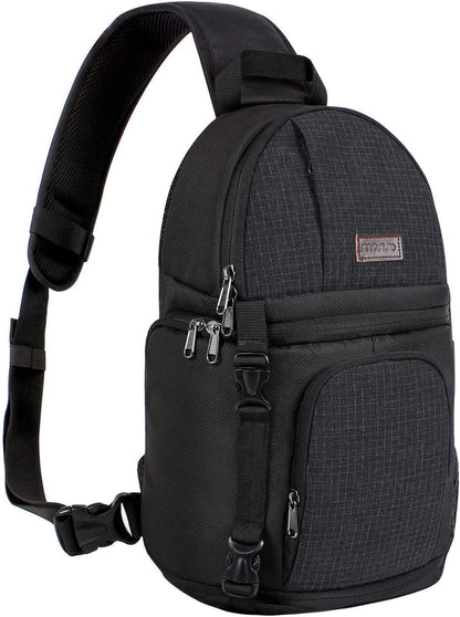 Camera Sling Bag, Photography Shoulder Bag Compact Camera Backpack | Dslr/Slr/Mirrorless Camera, Quick Access, Tripod Holder, Custom Dividers, Compatible with Canon/Nikon/Sony/Fuji,Black