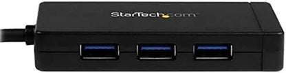 Startech 3-Port USB-C Hub with Gigabit Ethernet and 3X USB-A, 5Gbps, TAA | Built-In 30Cm USB-C Cable, 3X USB-A, Fully Powered Connected Devices, Desktop Placement, Small Footprint