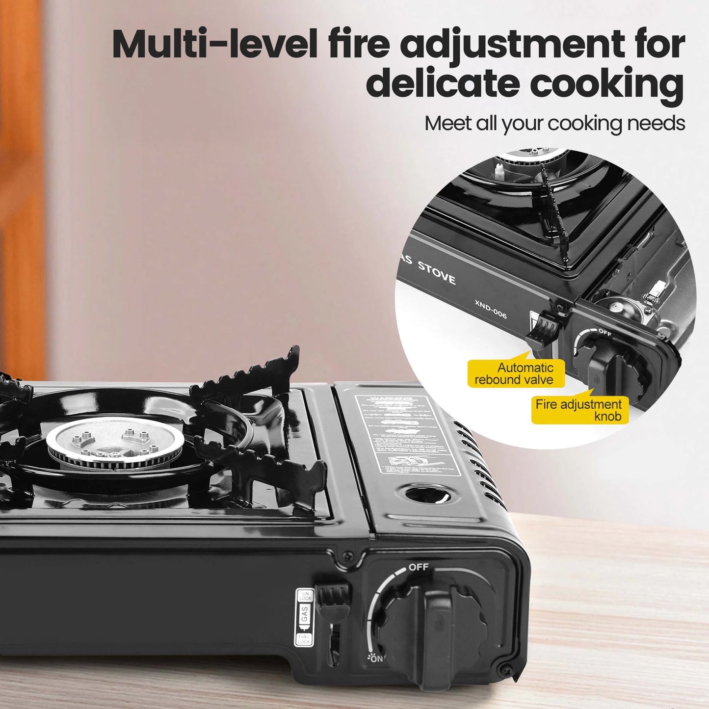 Portable Butane Gas Camping Stove with Enhanced Carrying Case, Single Burner