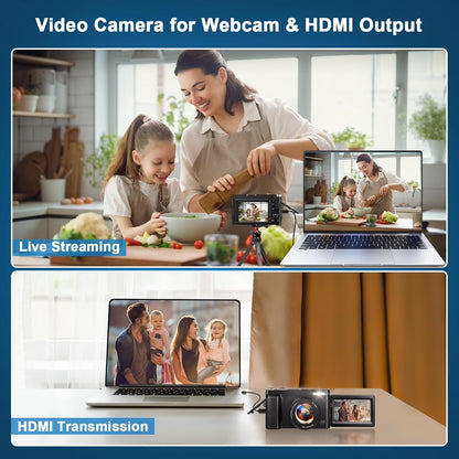 Digital Camera 4K 48MP Vlogging Camera for Youtube Autofocus 16X Digital Zoom Video Cameras with 32GB SD Card