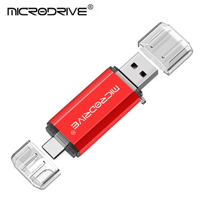 Type C USB Flash Drive OTG Dual Interface USB 2.0 Micro USB Pen Drive Available in 128GB, 64GB, 32GB, 16GB, 8GB, and 4GB Capacities