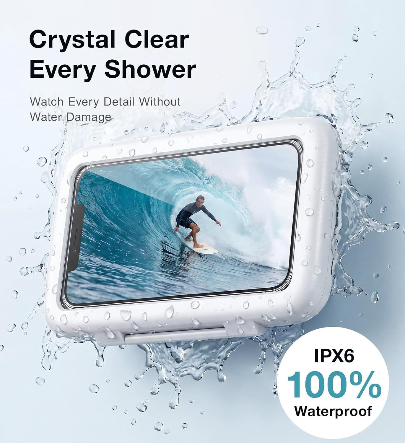 Shower Phone Holder Waterproof, 480° Rotatable Adjustable Bathroom Wall Phone Mount Stand, Anti-Fog High Sensitivity Iphone Case, anti Fog Case Bathroom Accessories for 4-7'' Cellphones