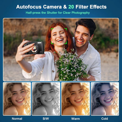 Digital Camera 4K 48MP Vlogging Camera for Youtube Autofocus 16X Digital Zoom Video Cameras with 32GB SD Card