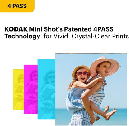 KODAK Mini 3 Retro 4PASS Portable Photo Printer (3X3 Inches) + 8 Sheets, White