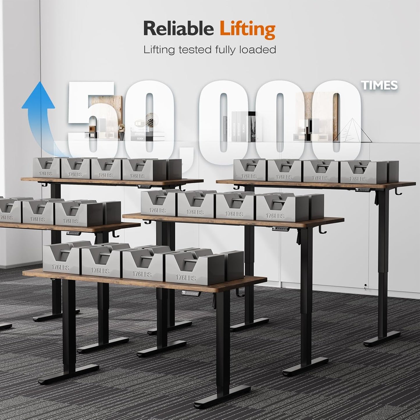Electric Height Adjustable Standing Desk 55"x24" | Ergonomic Home Office Workstation with 178 lbs Load Capacity, Quiet Motor, Two-Piece Desktop in Rustic Brown