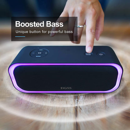 Soundbox Pro Bluetooth Speaker - 20W Stereo Sound with Enhanced Bass, 20-Hour Playtime, IPX6 Waterproof, Wireless Stereo Pairing, Multi-Color Lights, Ideal for Outdoor Activities and Home Use, Blue