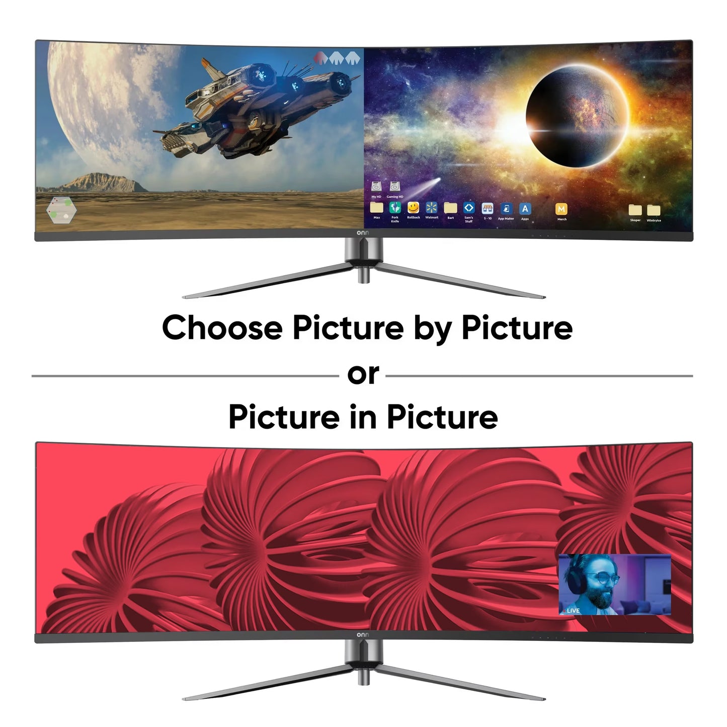 49" 3840 X 1080P Curved Dual FHD Gaming Monitor, Black, 100133225