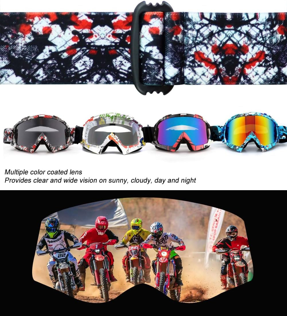Dirt Bike and ATV Goggles - Offroad Motorcycle Helmet Motocross Eyewear | UV Protection, Windproof, Dust and Scratch Resistant, Anti-Fog UTV Goggles for Men, Women, and Youth