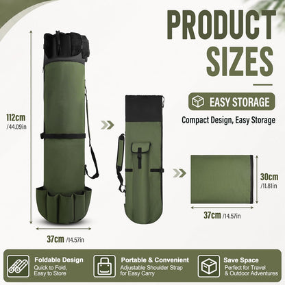 Portable Fishing Rod Storage Bag - Waterproof Canvas Carrier for Tackle Gear Organization