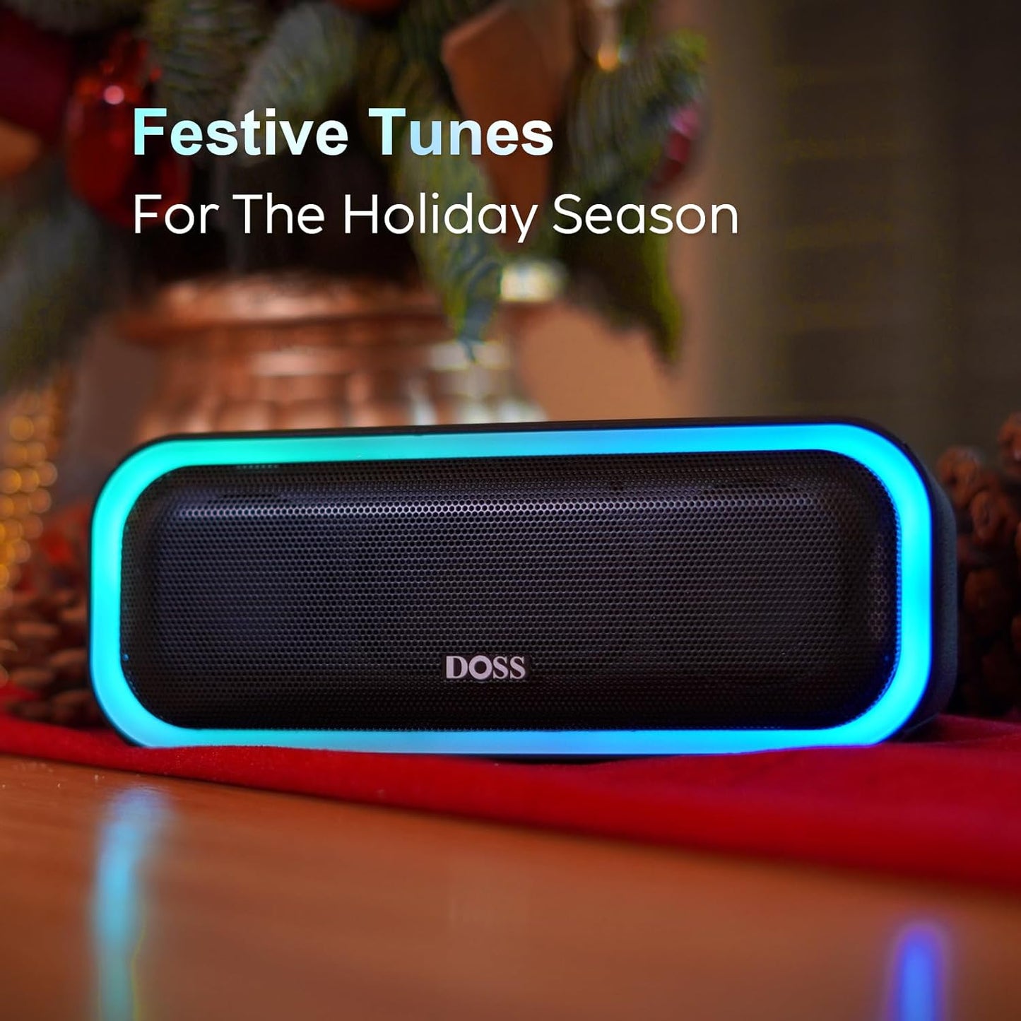 Soundbox Pro Bluetooth Speaker - 20W Stereo Sound with Enhanced Bass, 20-Hour Playtime, IPX6 Waterproof, Wireless Stereo Pairing, Multi-Color Lights, Ideal for Outdoor Activities and Home Use, Blue