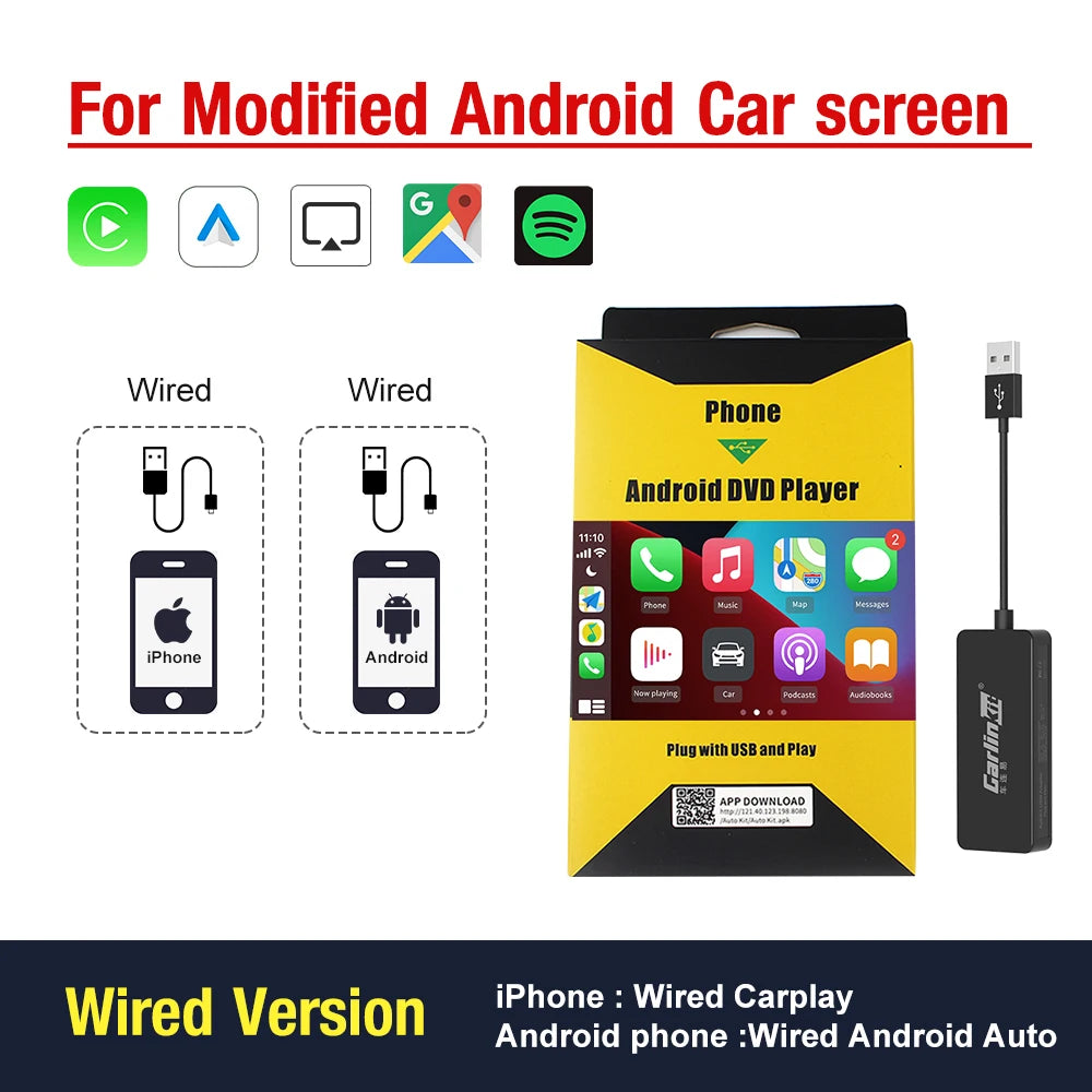 Hot Sale  USB Wireless&Wired Carplay Dongle Android Auto AI Box Mirrorlink Car Multimedia Player Bluetooth Auto Connect