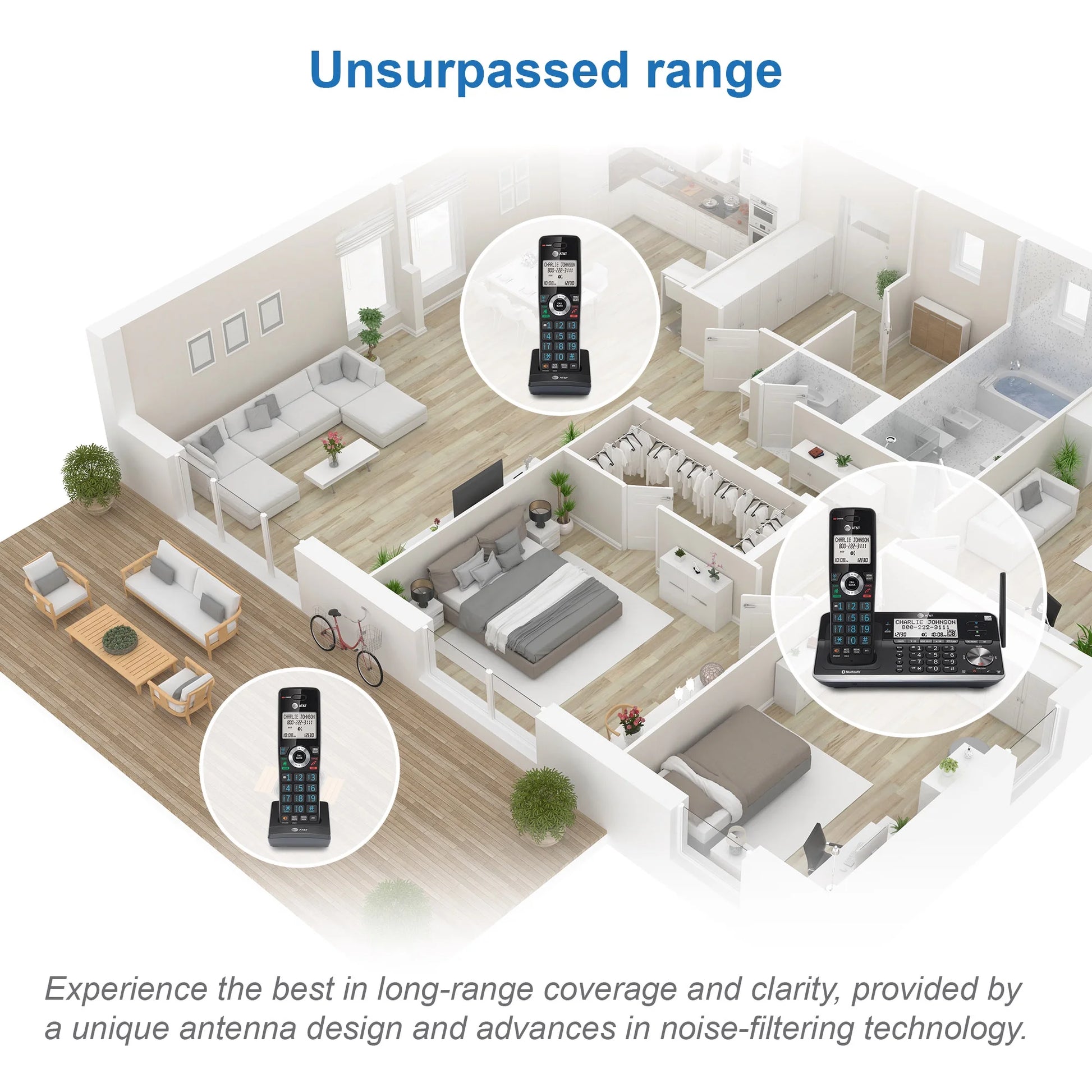 DLP73510 5 Handset Cordless Answering System with Unsurpassed Range and Connect to Cell (Black)