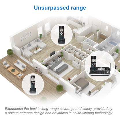 DLP73510 5 Handset Cordless Answering System with Unsurpassed Range and Connect to Cell (Black)