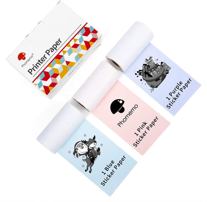 Multicolor Self-Adhesive Thermal Paper, 50Mm X 3.5M, 3-Rolls | Glossy Printable Sticker Paper Label for  M02/M02 Pro/M02S/P2S/M04S Mini Sticker Printer, Diameter 28Mm,