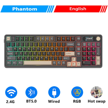 ROYAL KLUDGE S98 Mechanical Keyboard Top Mount TFT Screen 98 Keys RGB BT5.0/2.4G/USB-C Wireless Gamer Keyboard Hot Swappable