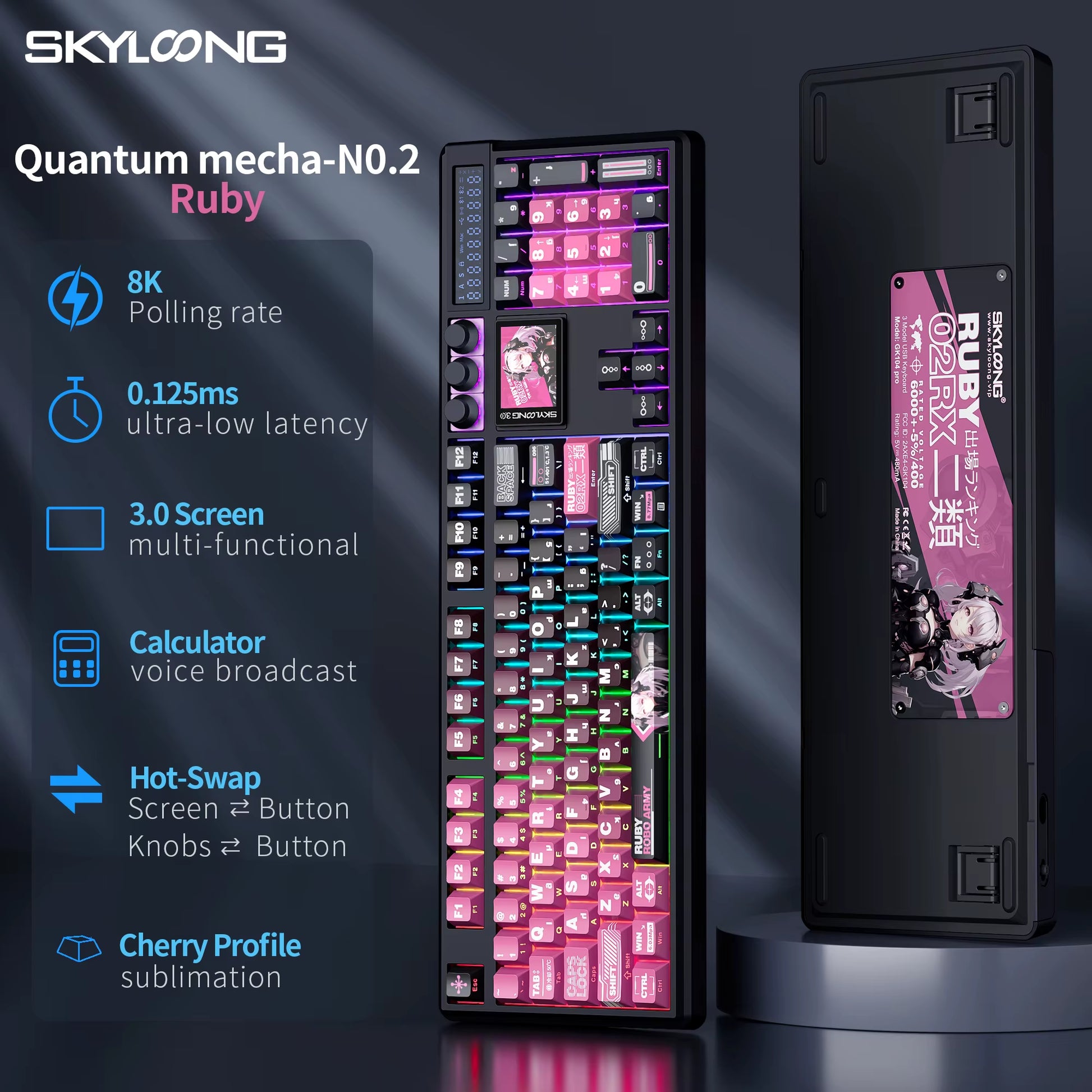 SKYLOONG GK104 Pro Wireless Mechanical Keyboard 100% Custom Keyboard Hot-Swapp Low-Noise Switch for PC Gamer Office Accessories
