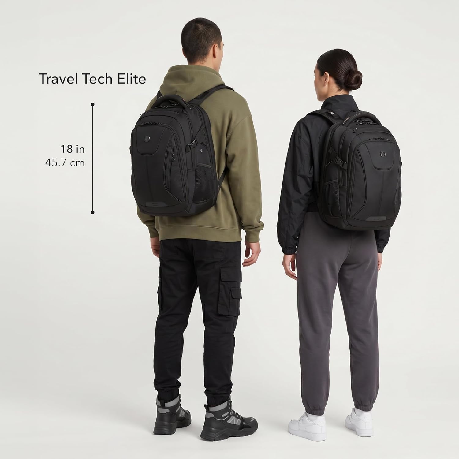 Travel Tech Elite Laptop Backpack – Fits Laptops up to 16” – Scansmart Tsa-Friendly Backpack with USB Port, Shoe Compartment & Organizer Pockets – Black Dot