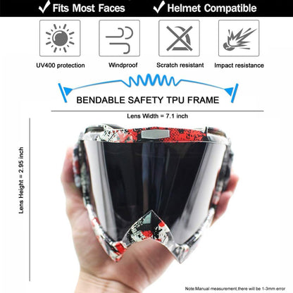 Dirt Bike and ATV Goggles - Offroad Motorcycle Helmet Motocross Eyewear | UV Protection, Windproof, Dust and Scratch Resistant, Anti-Fog UTV Goggles for Men, Women, and Youth
