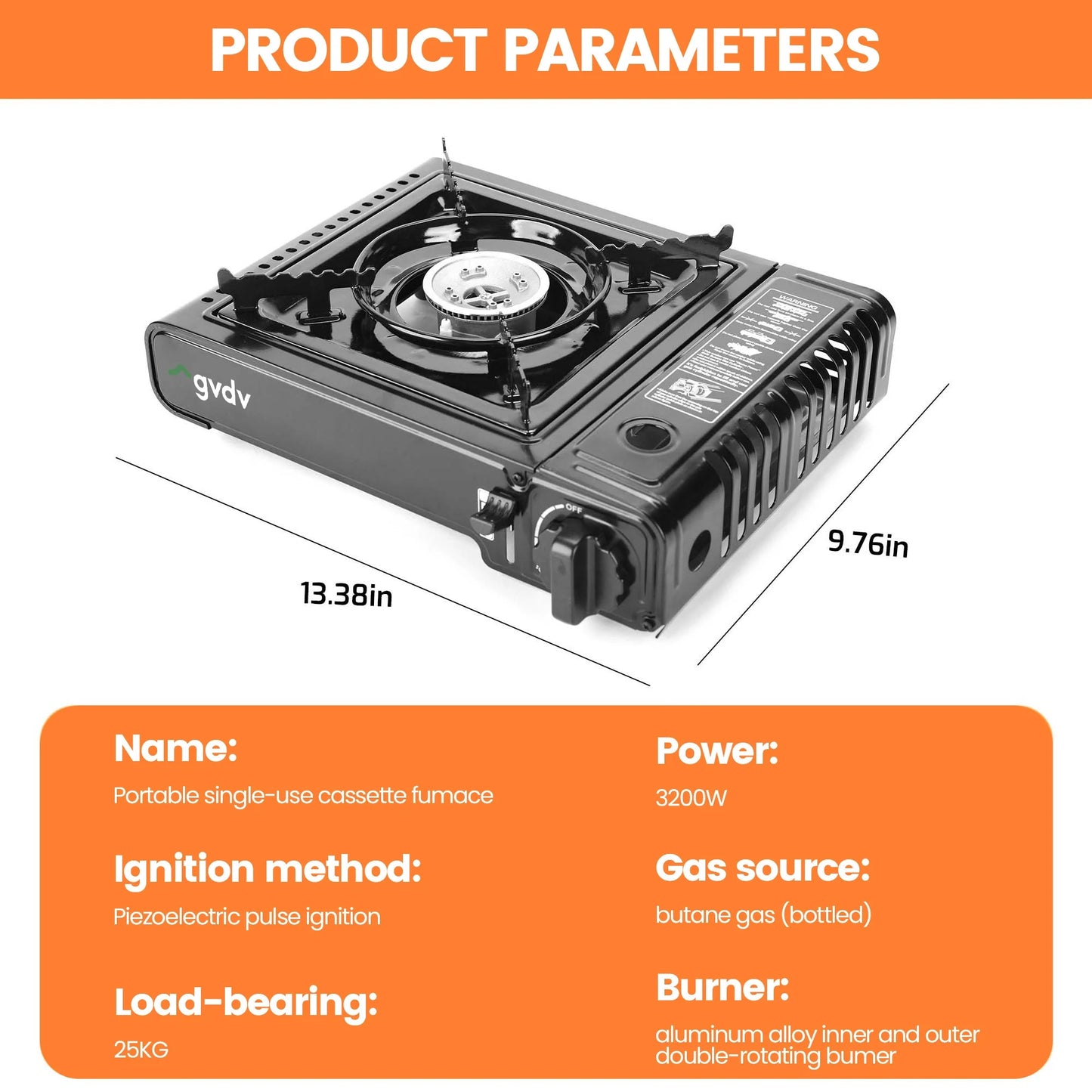 Portable Butane Gas Camping Stove with Enhanced Carrying Case, Single Burner