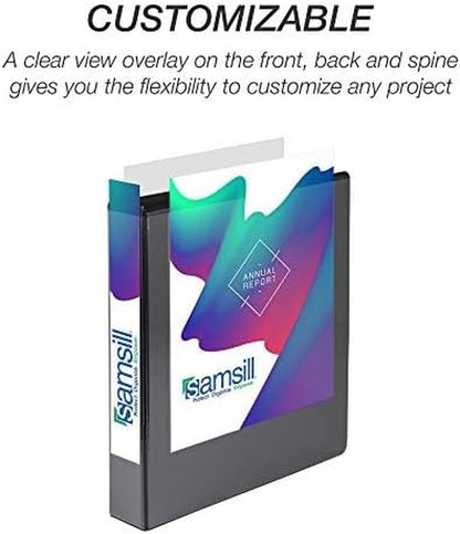 Durable 1.5 Inch 3 Ring Binder, D Ring Binder, 100% Recycled Chipboard, Black, 4 Pack