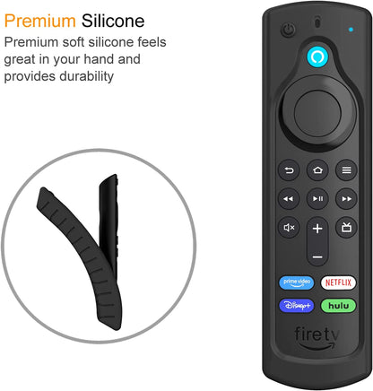 Silicone Case for Alexa Voice Remote (2Nd & 3Rd Generation) | Fire TV Stick HD/4K Select/4K plus Max/Fire TV Stick/Lite Remote, Shockproof Cover, Anti-Slip, Black