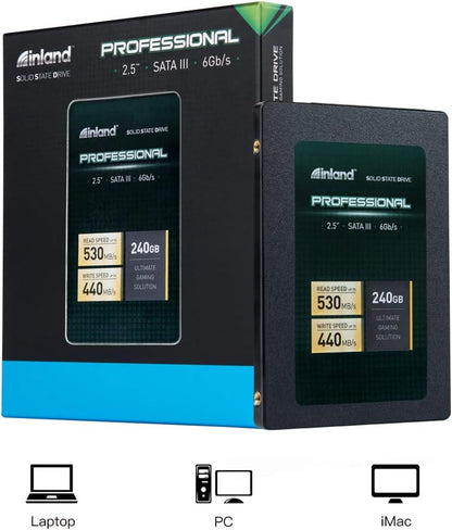 Pro 240GB SSD 3D NAND SATA III 2.5" 7Mm Internal Solid State Drive | 3D TLC NAND Flash, up to 530Mb/S Read & 440Mb/S Write, SATA III 6Gb/S Interface, Laptop & Desktop PC Upgrade, Professional