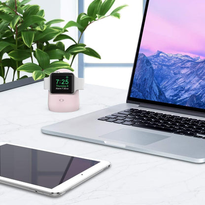 Iwatch Stand Silicone Charging Dock Holder for Apple Watch Ultra 2, Ultra, SE2, Series SE, 7 6 5 4 3 2 1 (45/44/42/41/40/38Mm), (Pink) | Charger Stand for Apple Watch Station, Lightweight, Portable, Travel, Supports Nightstand Mode, Pink