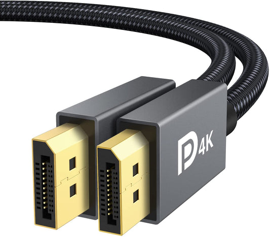 Displayport Cable 6FT/2 Pack, Nylon DP to DP Cord for Gaming Monitor | High Speed 4K Display Port to Display Port 6Ft Cable, Supports 4K@60Hz and 2K@165Hz, DP Cord Compatible with PC, Laptop, TV
