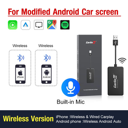 Hot Sale  USB Wireless&Wired Carplay Dongle Android Auto AI Box Mirrorlink Car Multimedia Player Bluetooth Auto Connect