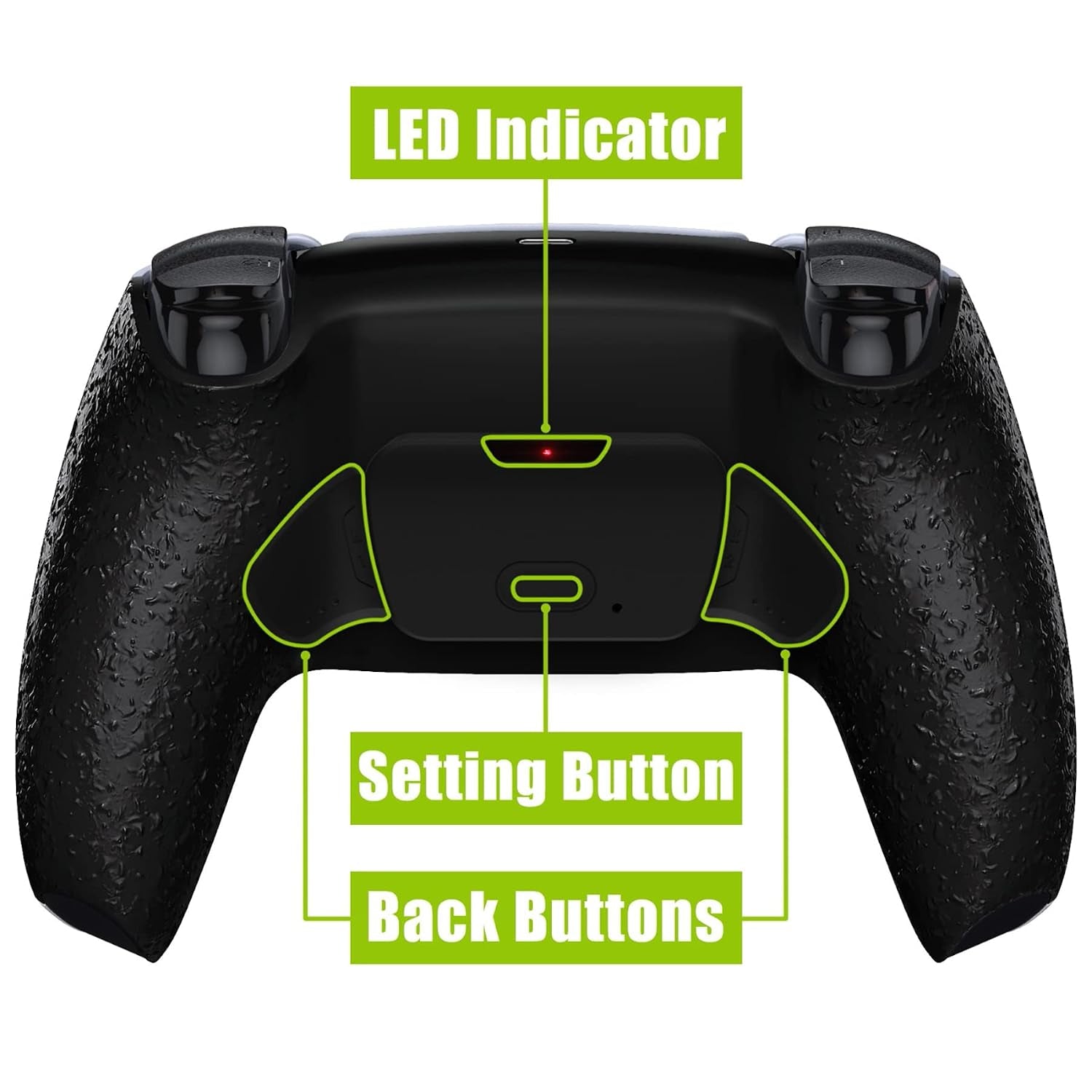 Textured Black Back Paddles Programmable Rise V4 Remap Kit for PS5 Controllers BDM-030/040/050/060 - Redesigned Upgrade Board with Back Shell Buttons Attachment (Controller Not Included)