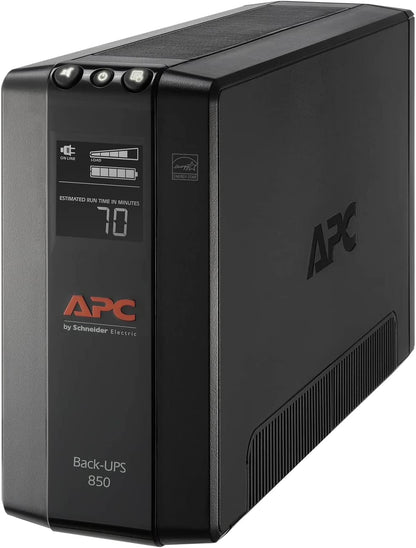 850VA/510W Professional UPS Battery Backup for Office Electronics, AVR, BX850M | 850VA Back-Ups Pro for Home Offices — 8 Outlets, LCD Display, AVR, Surge Protection, 29-Minute Runtime (@100W) for PCs and Workstations