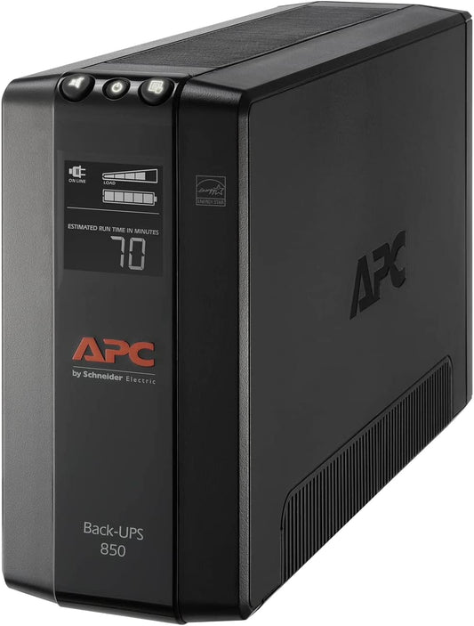 850VA/510W Professional UPS Battery Backup for Office Electronics, AVR, BX850M | 850VA Back-Ups Pro for Home Offices — 8 Outlets, LCD Display, AVR, Surge Protection, 29-Minute Runtime (@100W) for PCs and Workstations