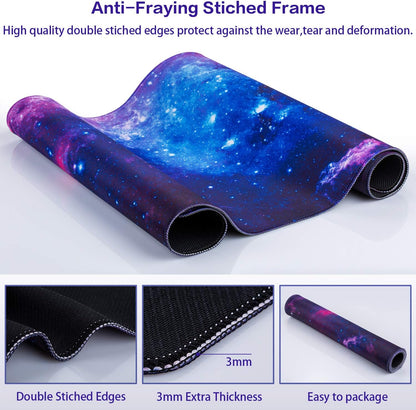 Gaming Mouse Pad, 31.5X15.7In Large Mouse Pads for Desk Keyboard Pad | Desk Mat for Keyboard and Mouse Computer Big Full Size Desk Pad with Non-Slip Rubber Base and Stitched Edge for Home Office