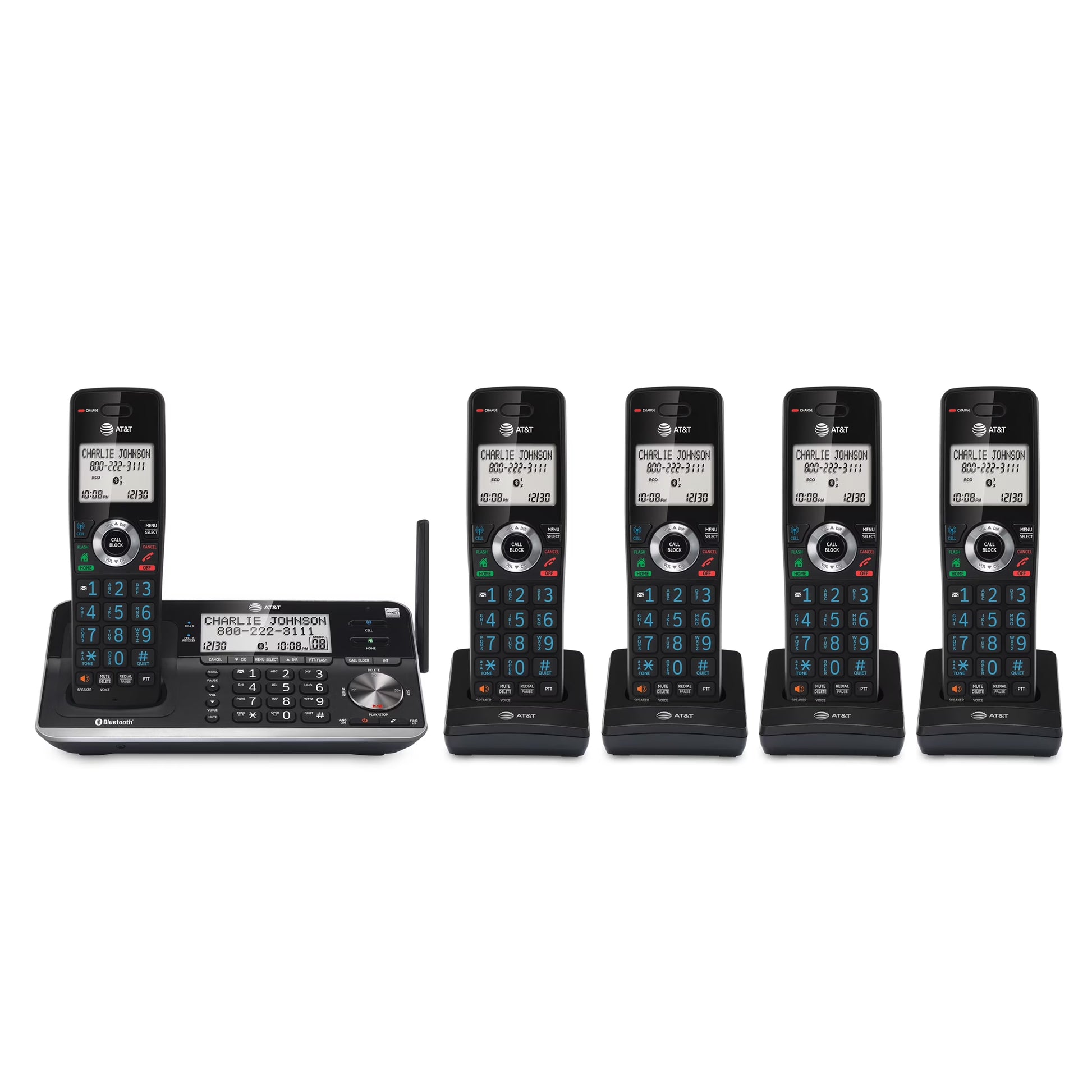 DLP73510 5 Handset Cordless Answering System with Unsurpassed Range and Connect to Cell (Black)