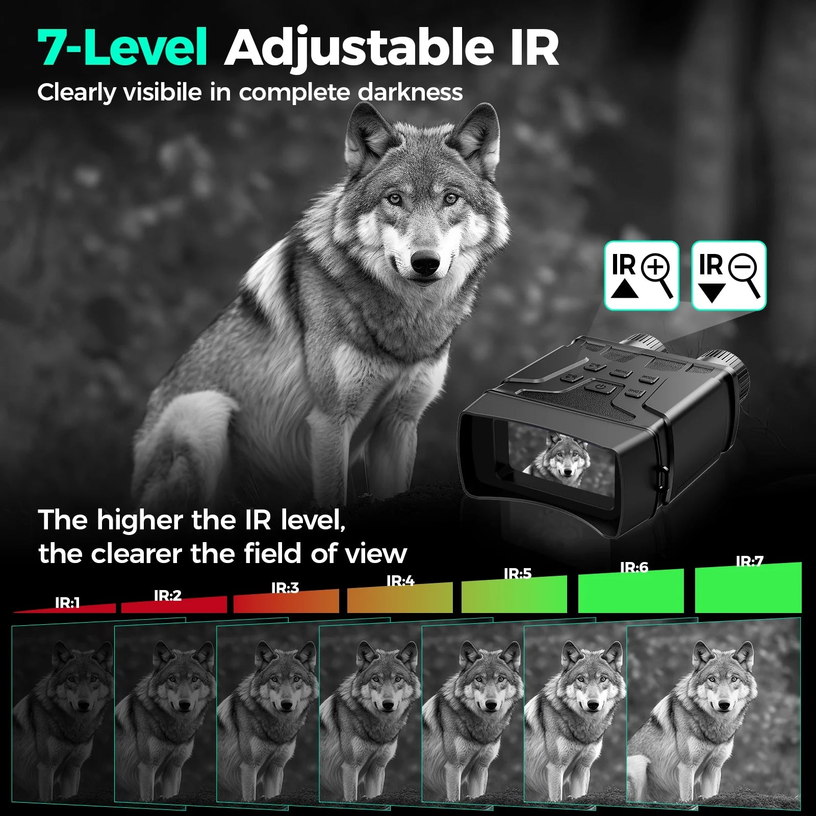 4K Night Vision Goggles for Adults, 10X Infrared Night Vision Binoculars, 40MP Photo and Video Capture, Type-C Rechargeable