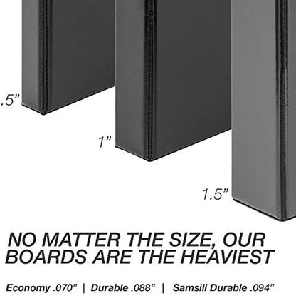 Durable 1.5 Inch 3 Ring Binder, D Ring Binder, 100% Recycled Chipboard, Black, 4 Pack