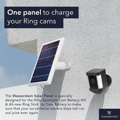 Solar Panel Compatible with Ring Spotlight Cam/Plus/Pro Battery, Stick up Cam/Pro & Outdoor Cam plus Battery - Continuous Power for Ring Surveillance Camera (3-Pack, White)