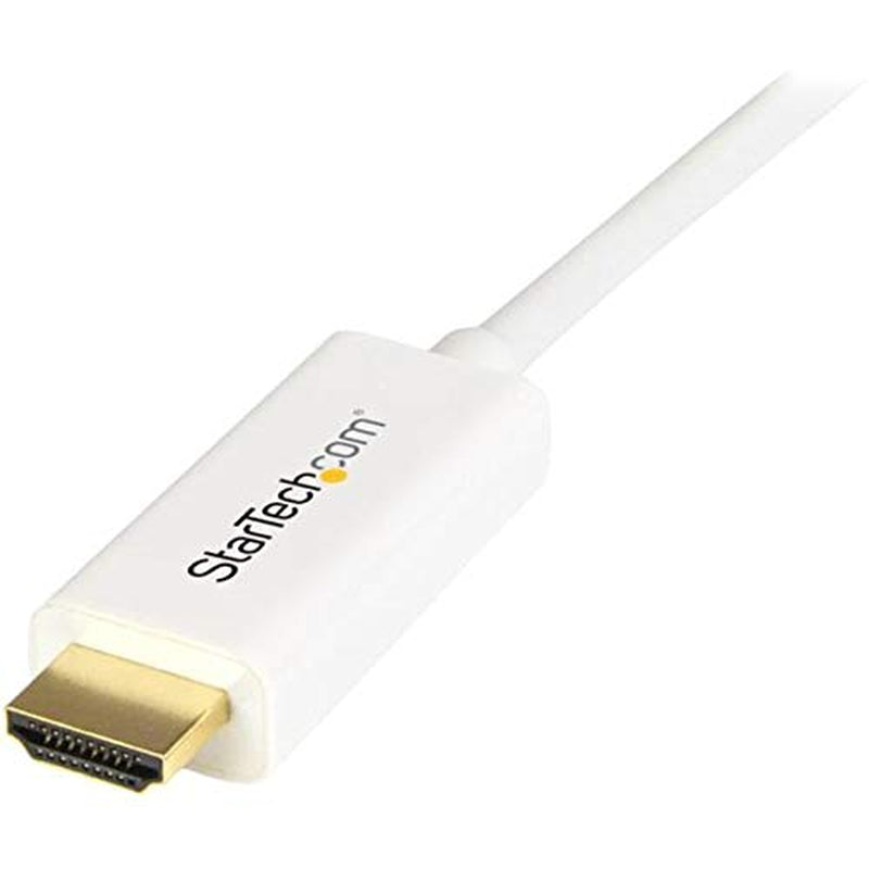 Startech 3Ft Passive Mini DP to HDMI Cable, 4K 30Hz, White (MDP2HDMM1MW) | 1M, Mdp to HDMI Adapter with Built-In Cable, Ultra HD 4K, Plug-And-Play, Male to Male, No Power Adapter