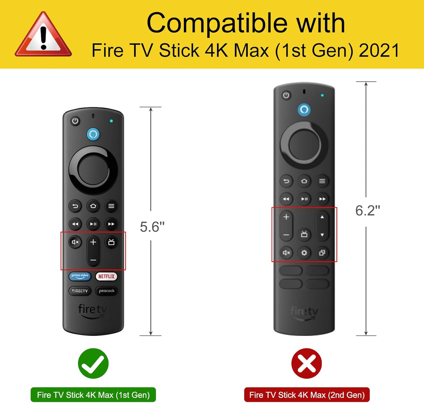 Silicone Case for Alexa Voice Remote (2Nd & 3Rd Generation) | Fire TV Stick HD/4K Select/4K plus Max/Fire TV Stick/Lite Remote, Shockproof Cover, Anti-Slip, Black