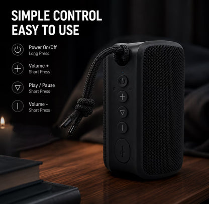 Portable Bluetooth Speaker, IPX7 Waterproof Wireless Speaker, Bluetooth 5.0, TWS Mini Speaker for Home/Party/Outdoor/Travel/Gifts, Black