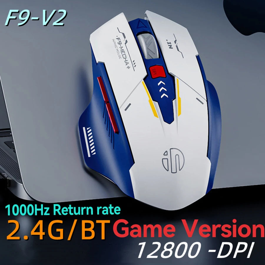 Inphic F9 Mecha Edition Wireless Mouse Silent Rechargeable Mouse Type-C LED Light Mouse for Computer Laptop Office Gaming