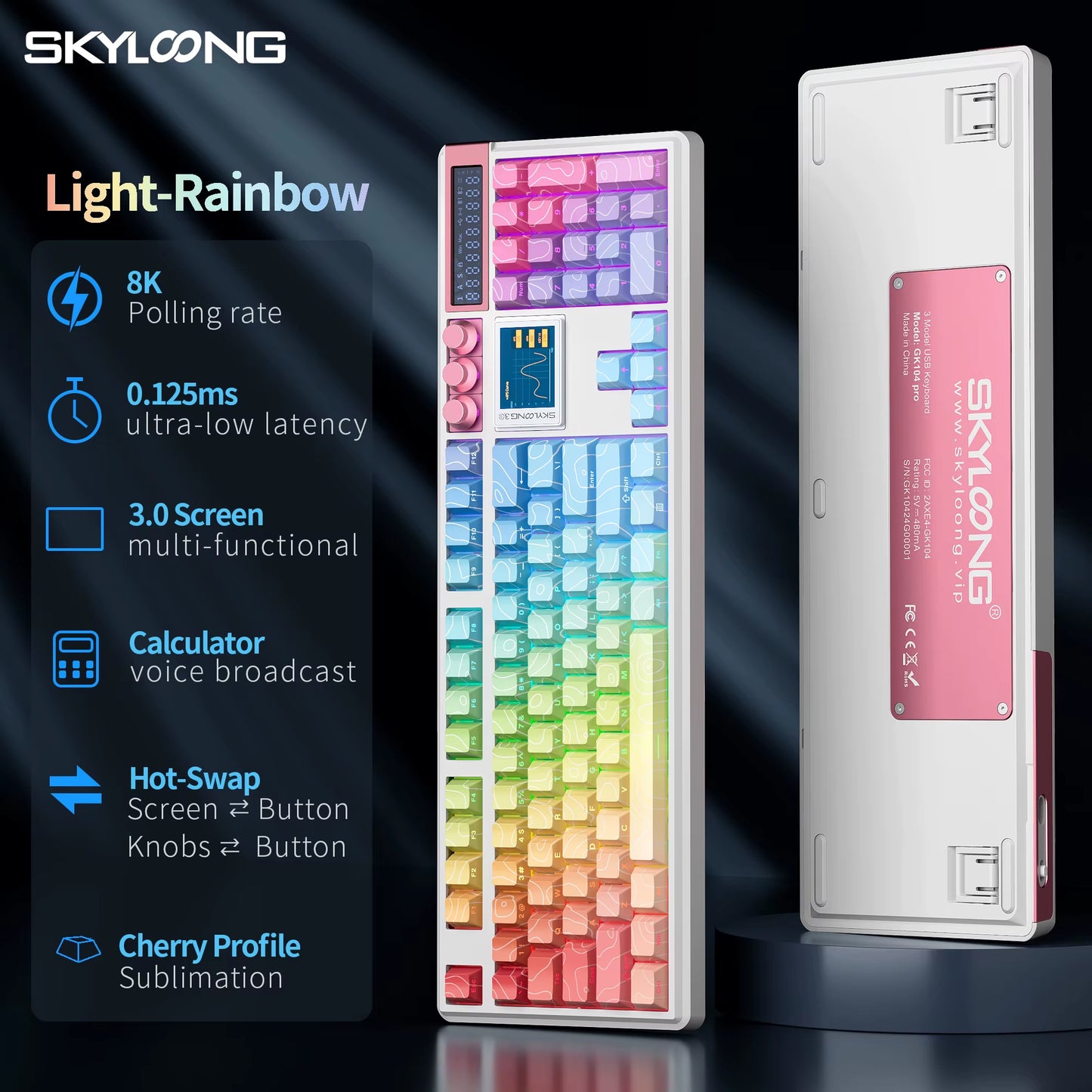 SKYLOONG GK104 Pro Wireless Mechanical Keyboard 100% Custom Keyboard Hot-Swapp Low-Noise Switch for PC Gamer Office Accessories