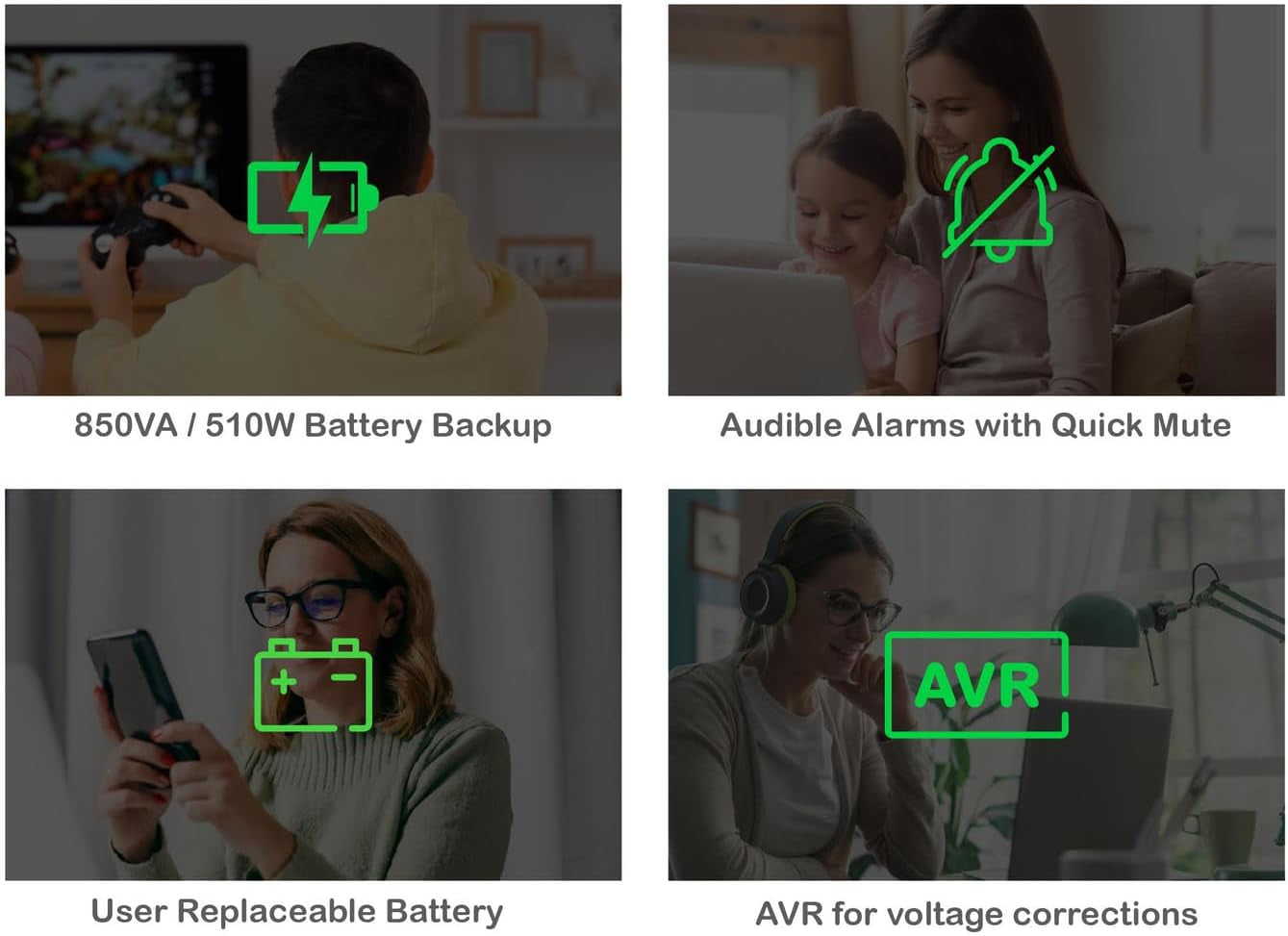 850VA/510W Professional UPS Battery Backup for Office Electronics, AVR, BX850M | 850VA Back-Ups Pro for Home Offices — 8 Outlets, LCD Display, AVR, Surge Protection, 29-Minute Runtime (@100W) for PCs and Workstations